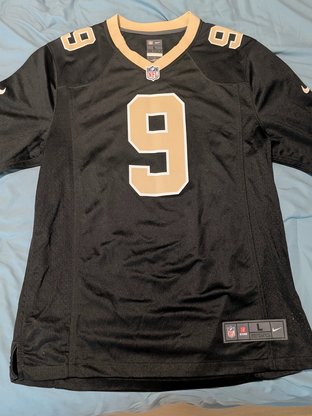 Drew Brees - Nike Black and Gold Football Jersey #9